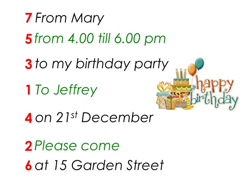 From Mary To Jeffrey Please come on 21st