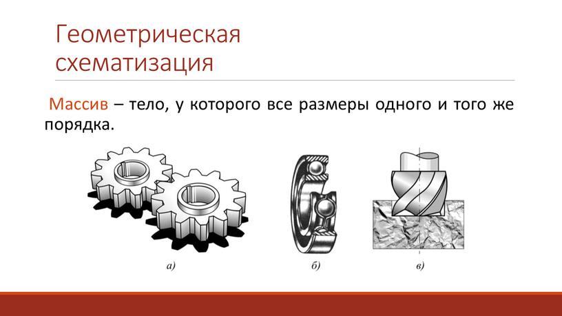 Геометрическая схематизация Массив – тело, у которого все размеры одного и того же порядка