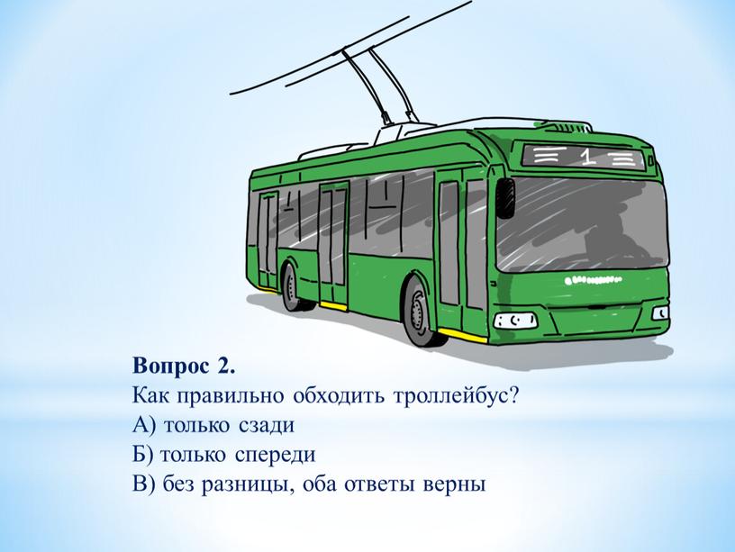 Вопрос 2. Как правильно обходить троллейбус?