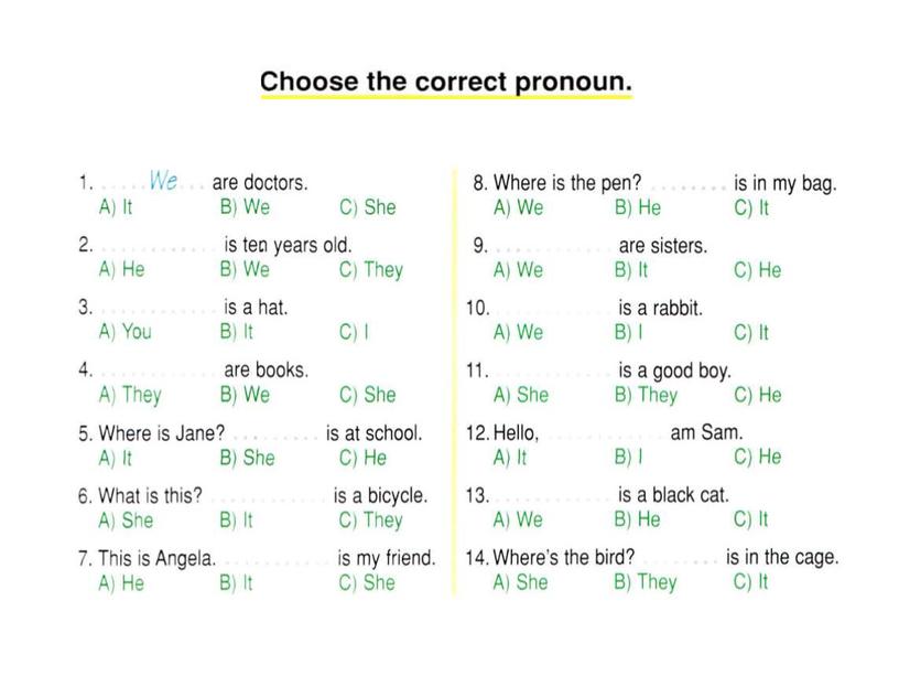 8 Revision, Article, plural forms, personal pronouns, the verb to be, short answers