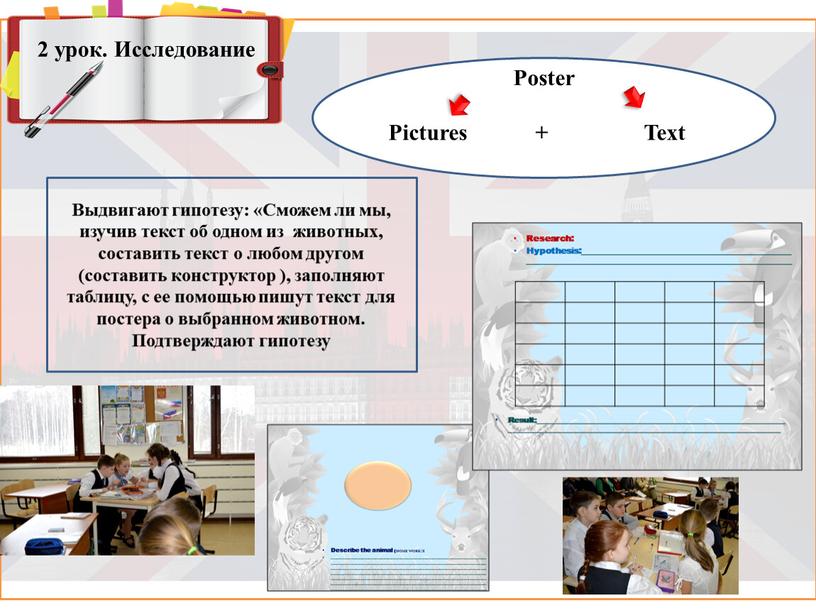 Исследование Выдвигают гипотезу: «Сможем ли мы, изучив текст об одном из животных, составить текст о любом другом (составить конструктор ), заполняют таблицу, с ее помощью…