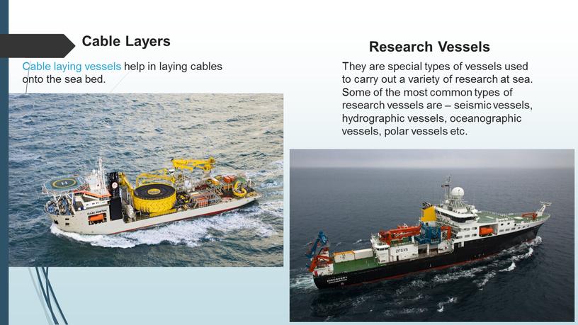 Cable Layers Research Vessels