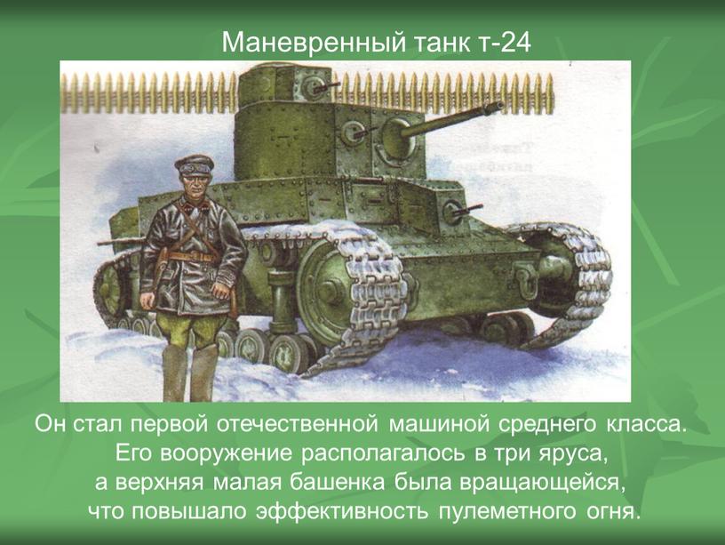 Маневренный танк т-24 Он стал первой отечественной машиной среднего класса