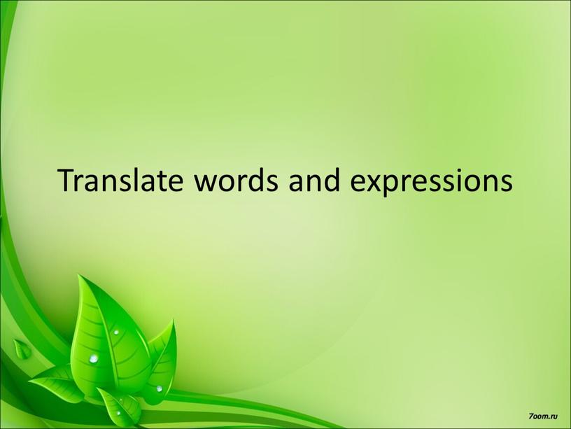 Translate words and expressions