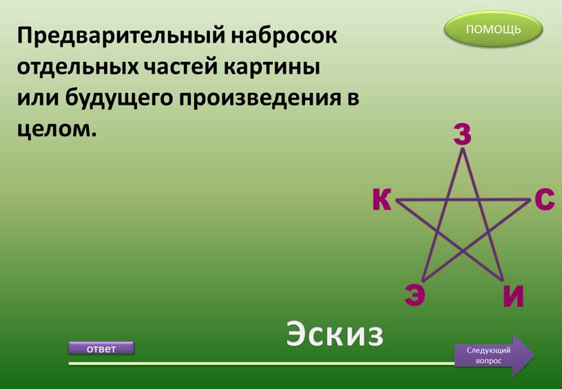 Эскиз Предварительный набросок отдельных частей картины или будущего произведения в целом