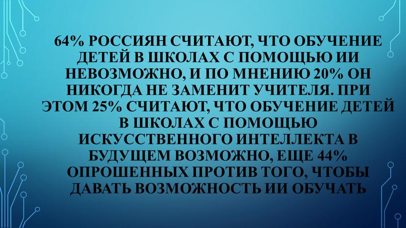 ИИ невозможно, и по мнению 20% он никогда не заменит учителя