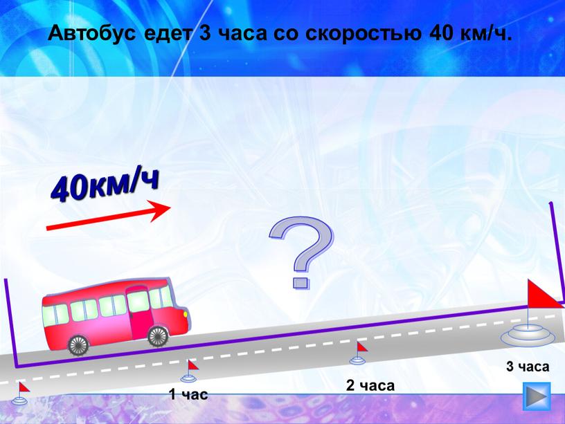 Автобус едет 3 часа со скоростью 40 км/ч