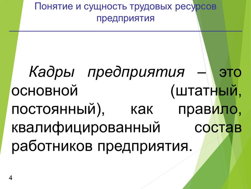 Понятие и сущность трудовых ресурсов предприятия 4