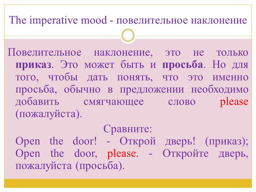 The imperative mood - повелительное наклонение