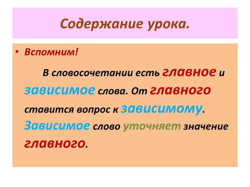 Содержание урока. Вспомним!