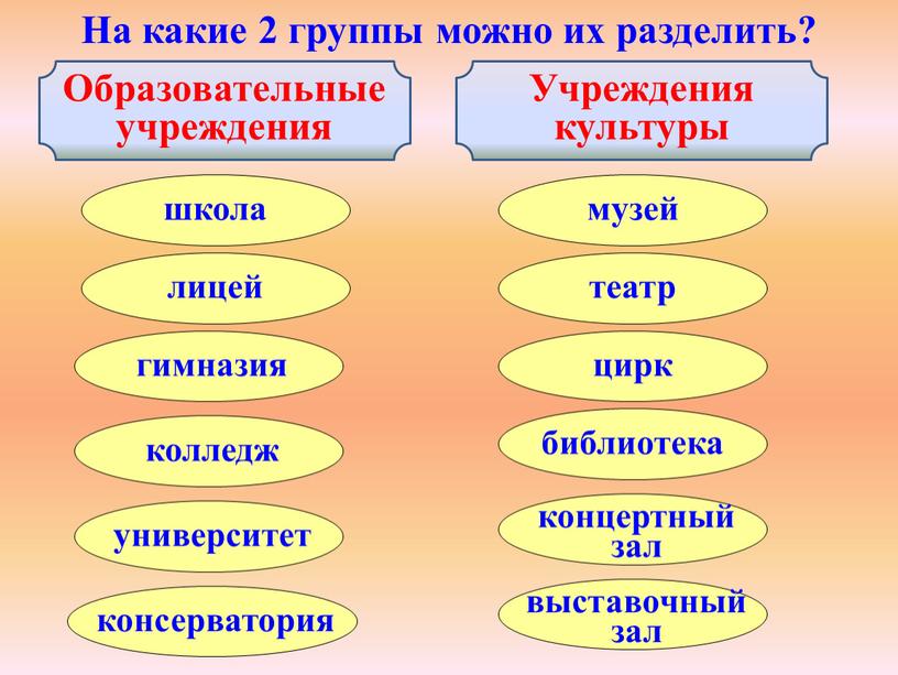 На какие 2 группы можно их разделить?