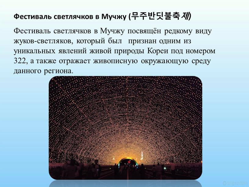 Фестиваль светлячков в Мучжу (무주반딧불축 제)