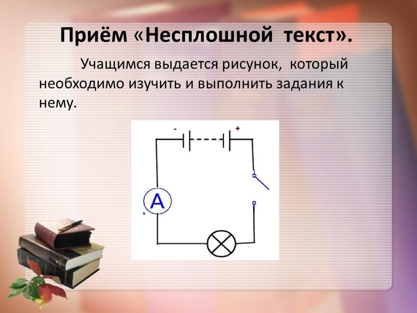 Приём « Несплошной текст».