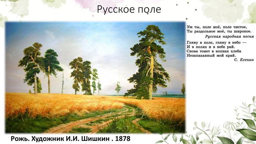 Русское поле Рожь. Художник И.И