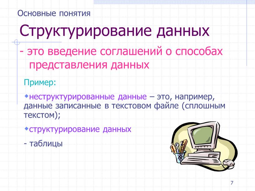 Структурирование данных - это введение соглашений о способах представления данных