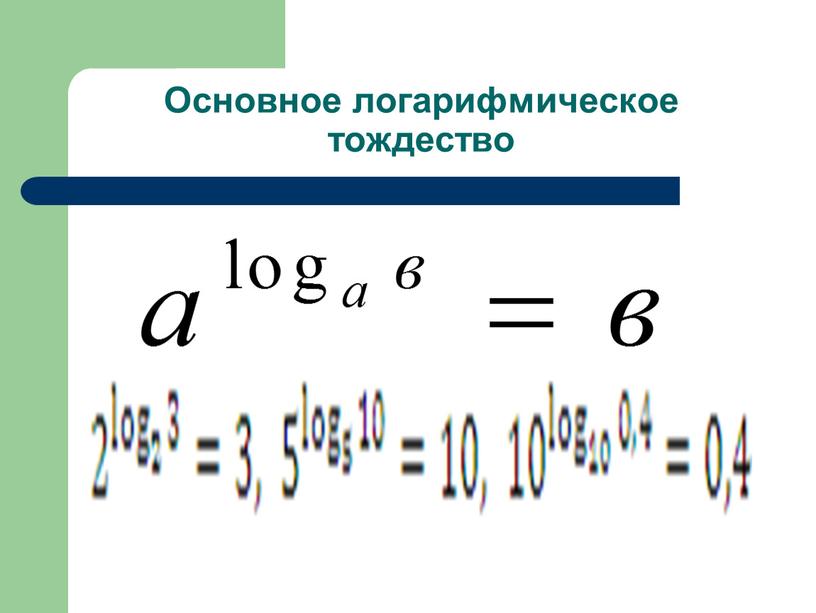 Основное логарифмическое тождество