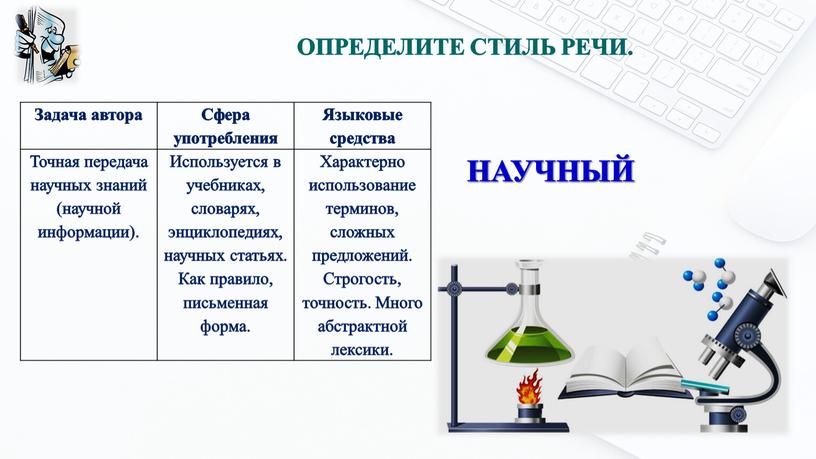 ОПРЕДЕЛИТЕ СТИЛЬ РЕЧИ. Задача автора