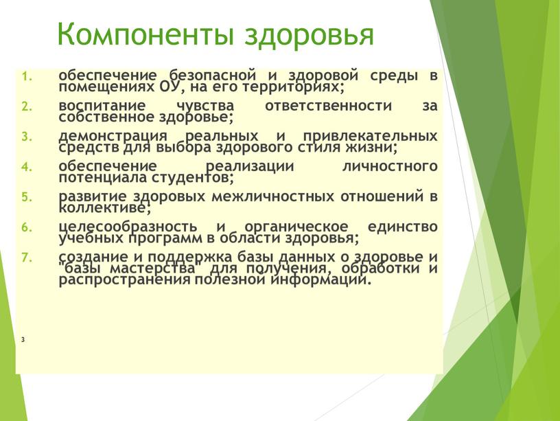 Компоненты здоровья обеспечение безопасной и здоровой среды в помещениях