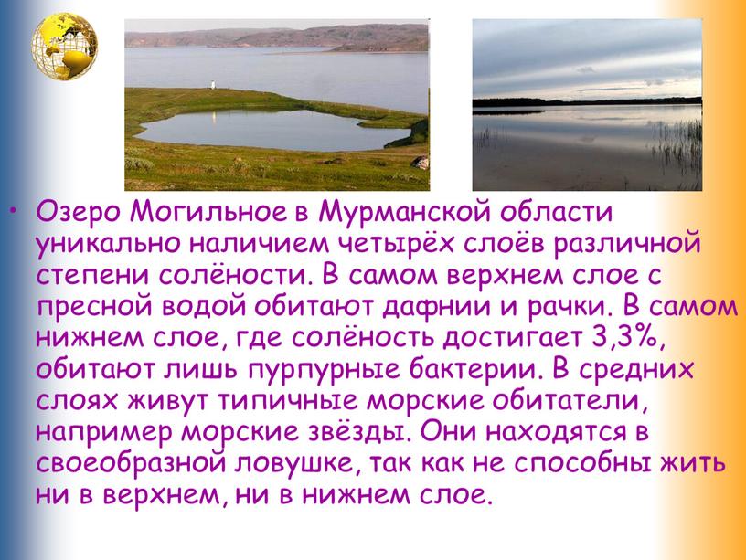 Озеро Могильное в Мурманской области уникально наличием четырёх слоёв различной степени солёности