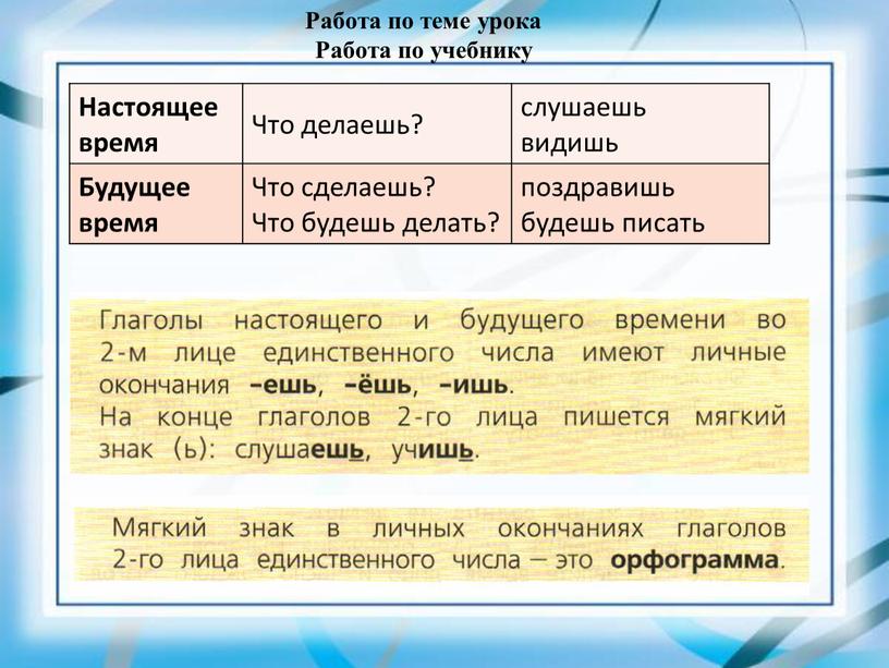 2 лицо глаголов 3 класс школа россии презентация