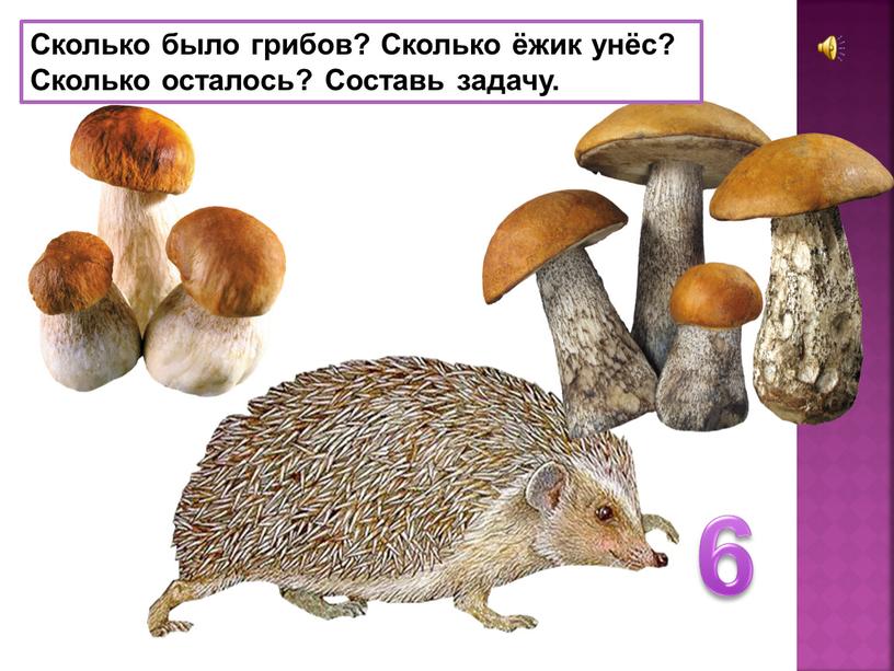 Сколько было грибов? Сколько ёжик унёс?