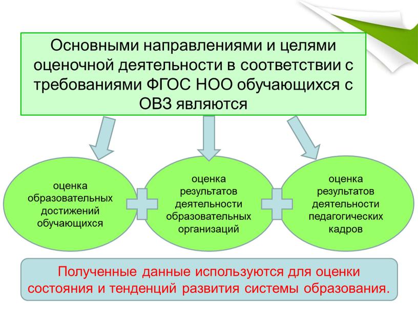 Основными направлениями и целями оценочной деятельности в соответствии с требованиями