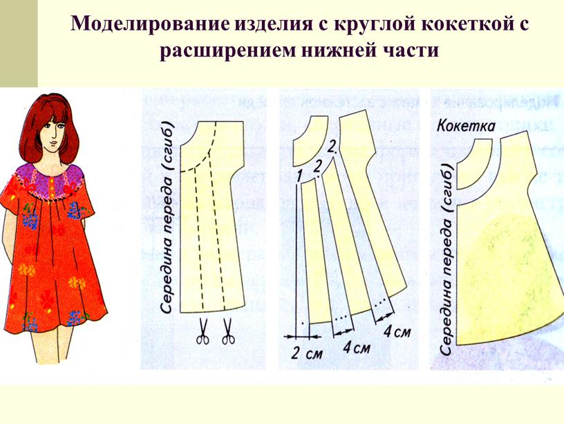 Моделирование изделия с круглой кокеткой с расширением нижней части