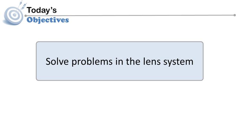 Solve problems in the lens system