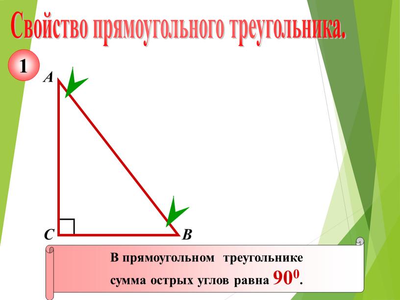 Свойство прямоугольного треугольника