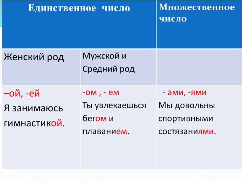 Единственное число Множественное число