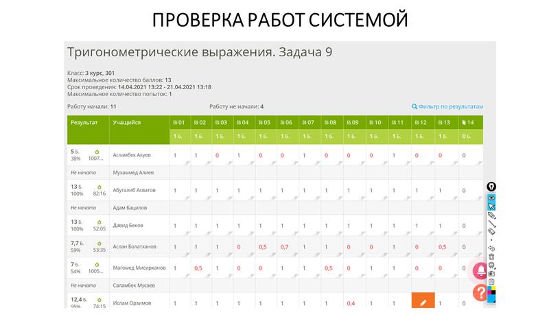 ПРОВЕРКА РАБОТ СИСТЕМОЙ