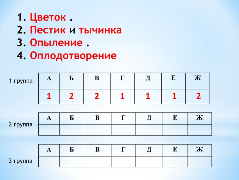 Цветок . 2. Пестик и тычинка 3