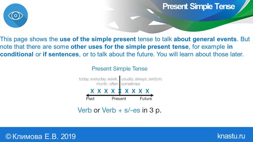 Present Simple Tense This page shows the use of the simple present tense to talk about general events