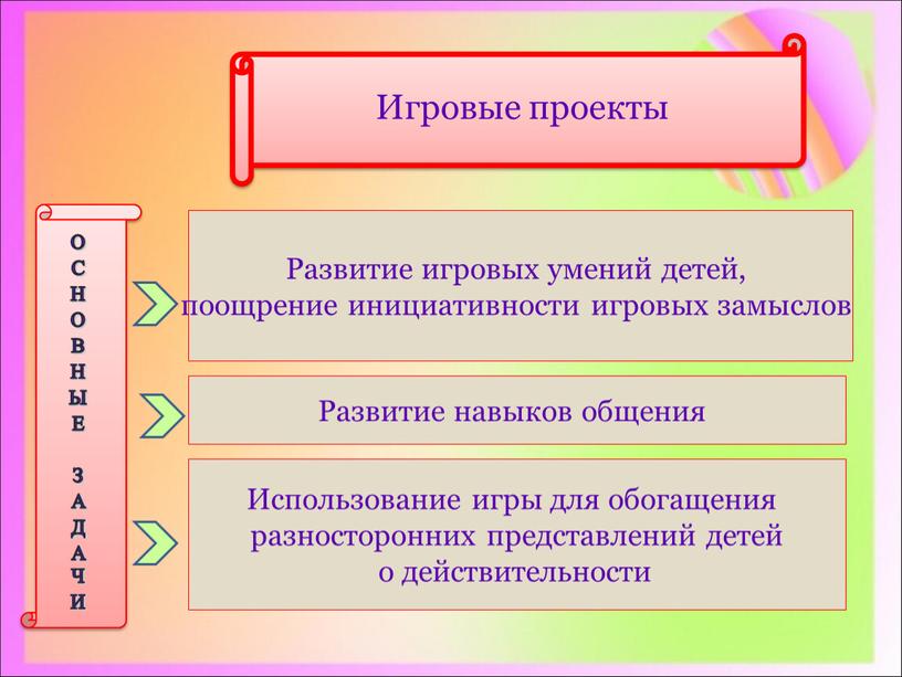 Развитие игровых умений детей, поощрение инициативности игровых замыслов