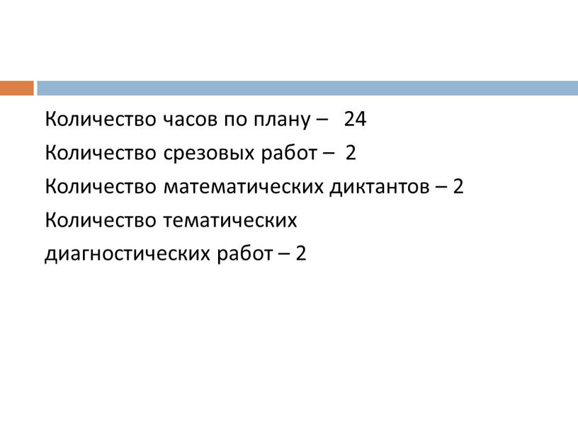 Количество часов по плану – 24