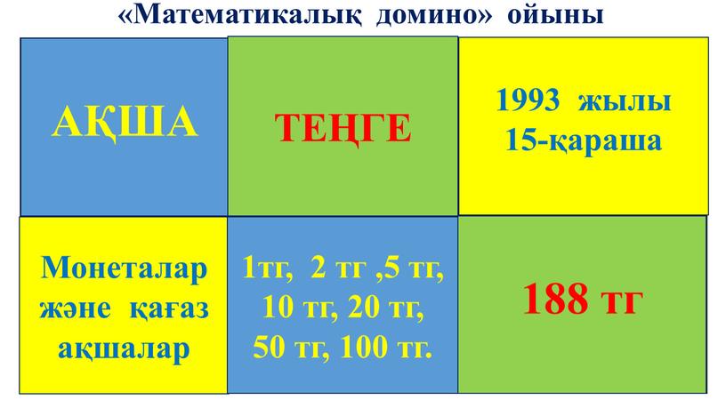 Математикалық домино» ойыны