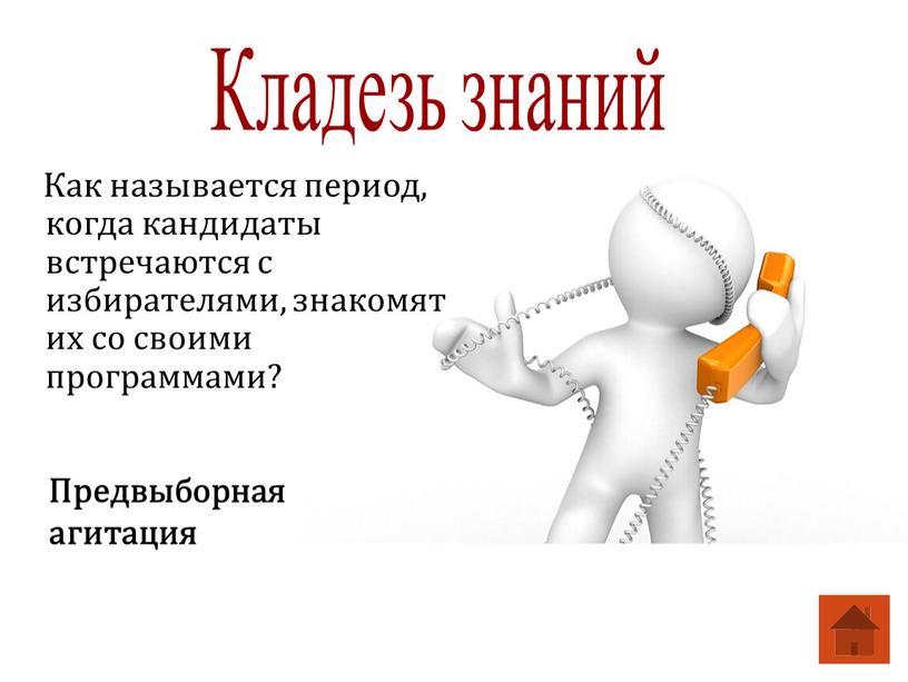 Как называется период, когда кандидаты встречаются с избирателями, знакомят их со своими программами?