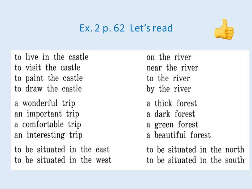 Ex. 2 p. 62 Let’s read