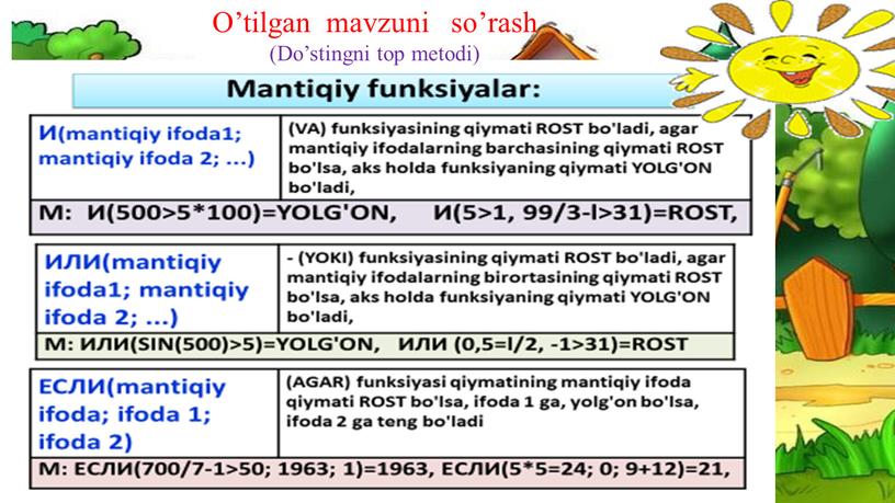 O’tilgan mavzuni so’rash (Do’stingni top metodi)