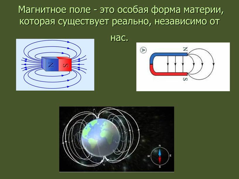 Магнитное поле - это особая форма материи, которая существует реально, независимо от нас