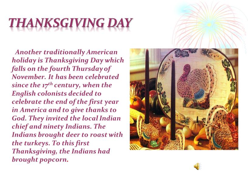 THANKSGIVING DAY Another traditionally