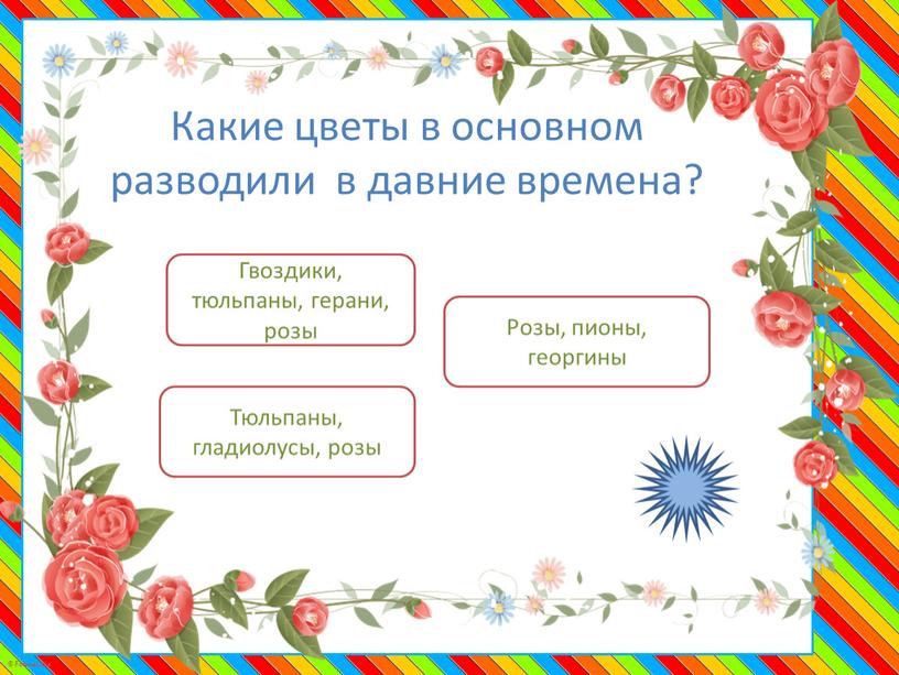 Какие цветы в основном разводили в давние времена?