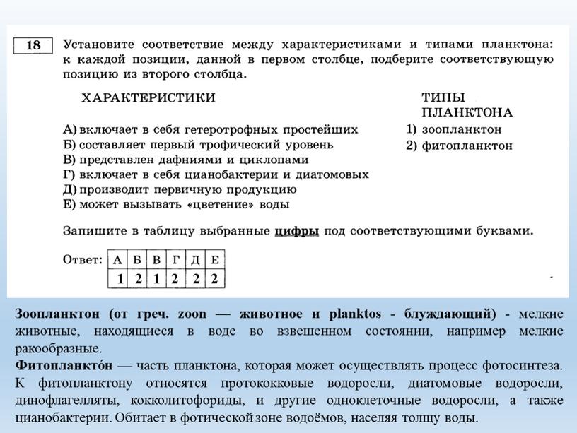 Зоопланктон (от греч. zoon — животное и planktos - блуждающий) - мелкие животные, находящиеся в воде во взвешенном состоянии, например мелкие ракообразные