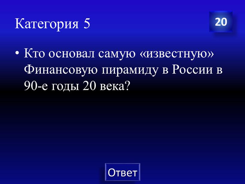 Категория 5 Кто основал самую «известную»