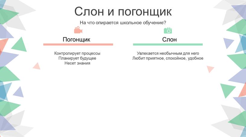 Слон и погонщик На что опирается школьное обучение?