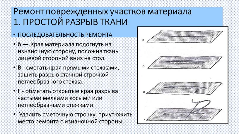 Ремонт поврежденных участков материала 1