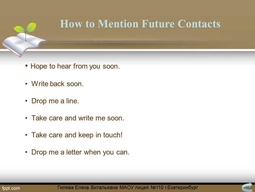 How to Mention Future Contacts