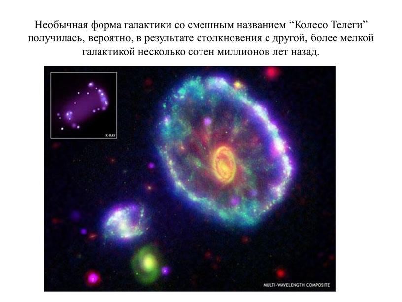 Необычная форма галактики со смешным названием “Колесо