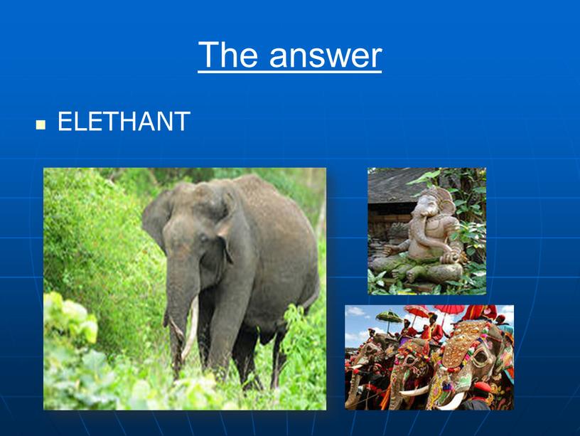 The answer ELETHANT