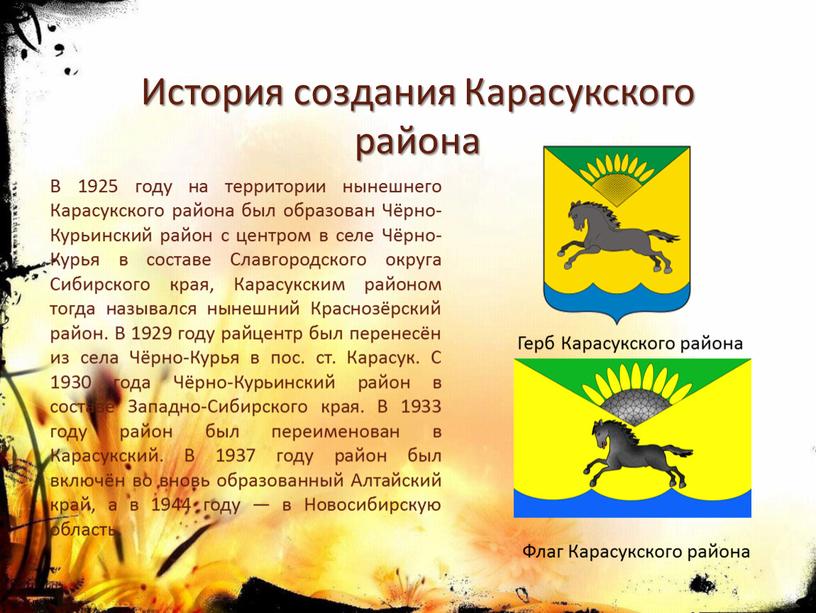 История создания Карасукского района